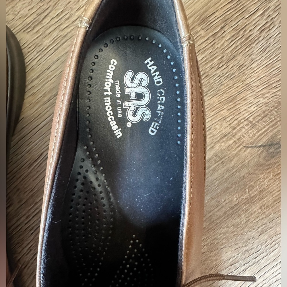 SAS ‘Petra’ Tan leather lace-up moccasin loafers, size 10 - Picture 3 of 7
